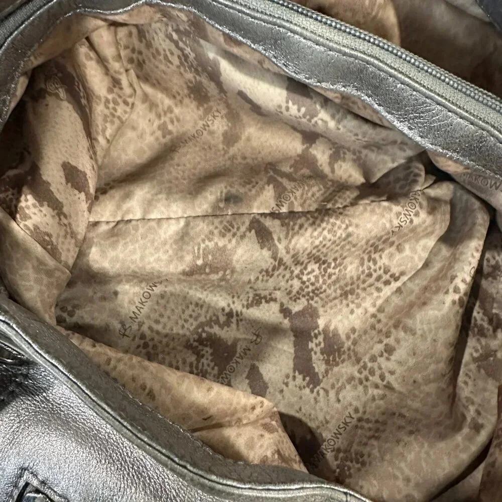 B Makowsky Metallic Pewter Alice Shopper